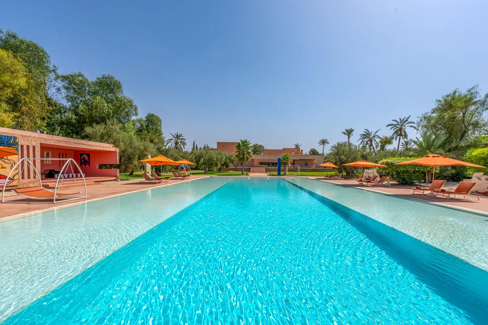The main pool facing the gardens